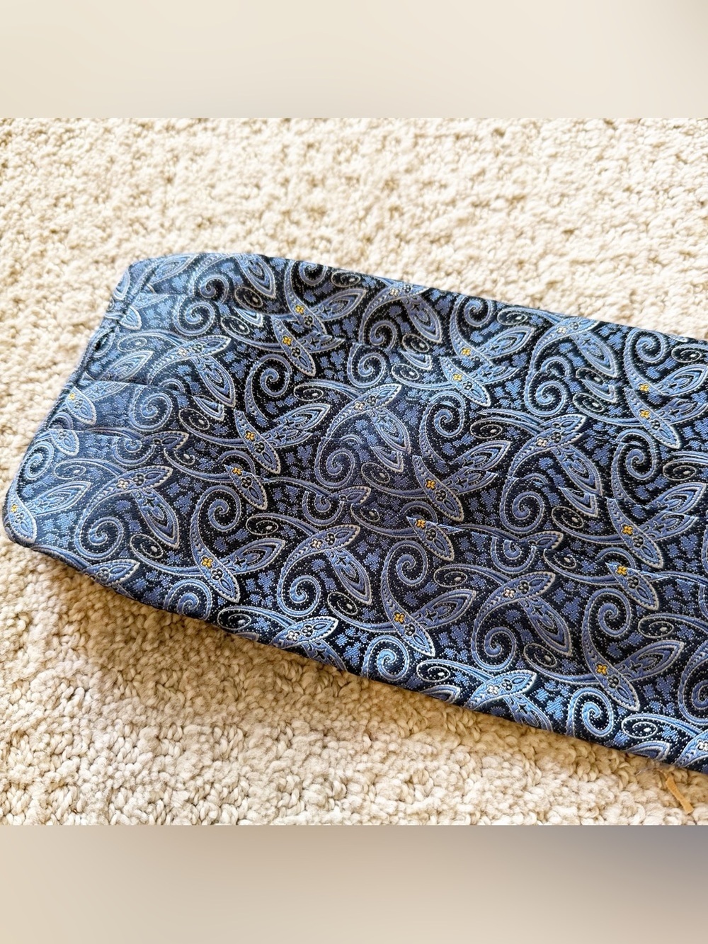 Robert Talbott Protocol Cummerbund Mens OS Blue Paisley Pleated Formal Evening